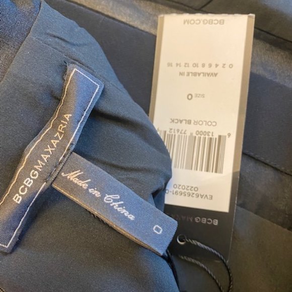 BCBGMAXAZRIA Women's Square Neck Evening Midi Dress, US Size 0, Black - Picture 5 of 9